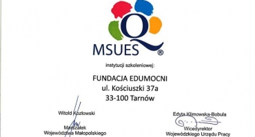 Otrzymaliśmy znak jakości MSUES!